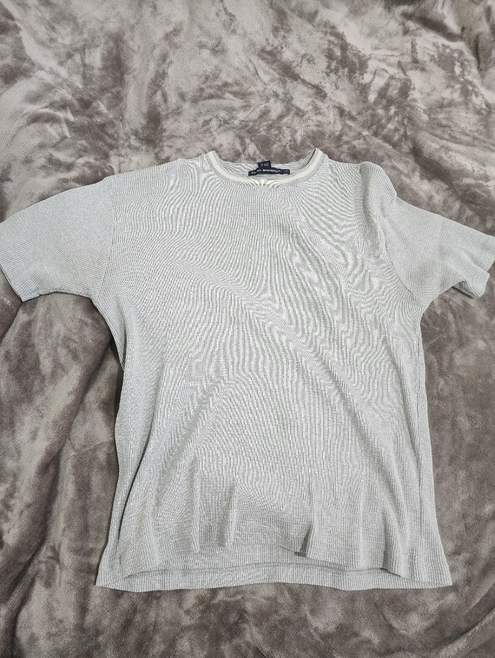 Club Monaco Ribbed Short Sleeve Top in Light Gray